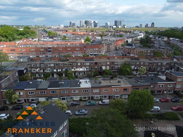 Luchtfoto van daken in woonwijk Franeker Luchtfoto van daken in woonwijk Franeker