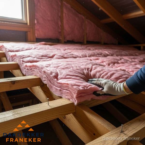 Dakisolatie met glaswol op zolder in Franeker Dakisolatie met glaswol op zolder in Franeker